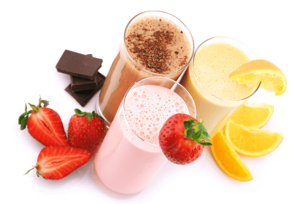 A collage of meal replacement shake and bar A collage of meal replacement shake and bar